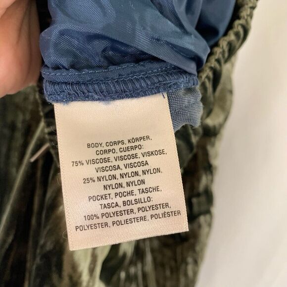 New Ett Twa Anthropologie Pants Women's Small Green Velvet Pull On - Picture 6 of 8